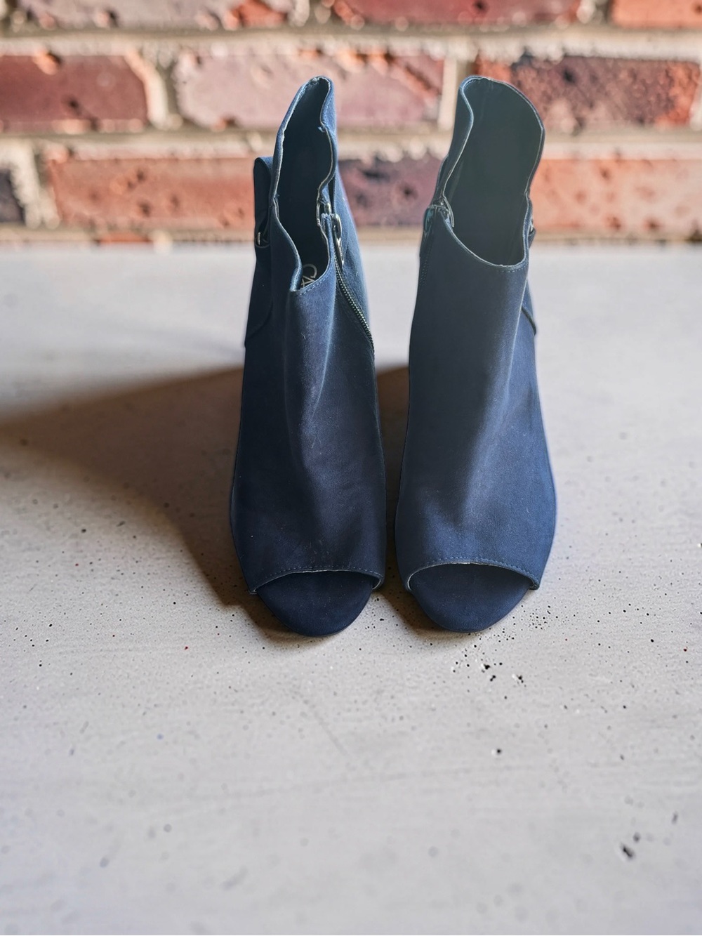 Cato Navy Peep-Toe Ankle Heeled Booties